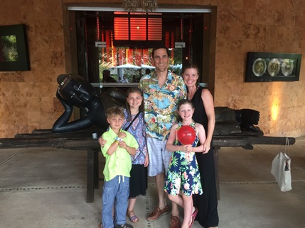 Here is us with lucky Buddha at one of our favorite restaurants at Vidanta - Gong!