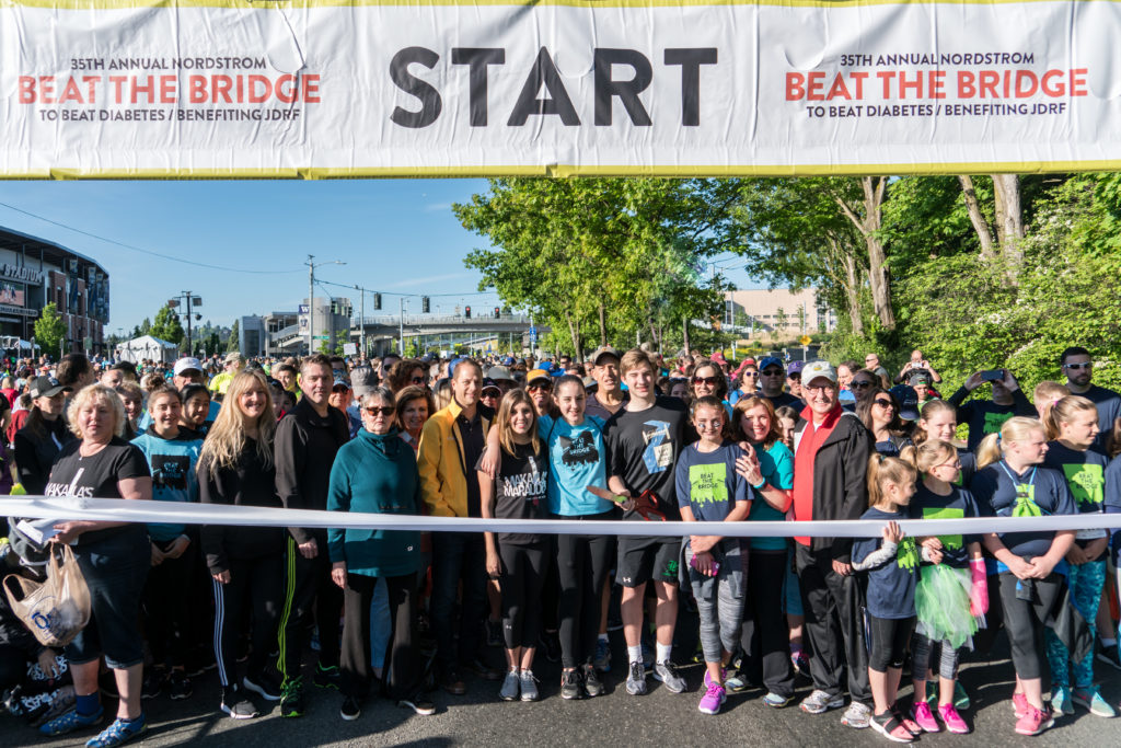 35th Annual Nordstrom Beat the Bridge To Beat Diabetes, Benefiting JDRF. Ambassadors and Sponsors Ribbon Cutting. Photo by Alabastro Photography.