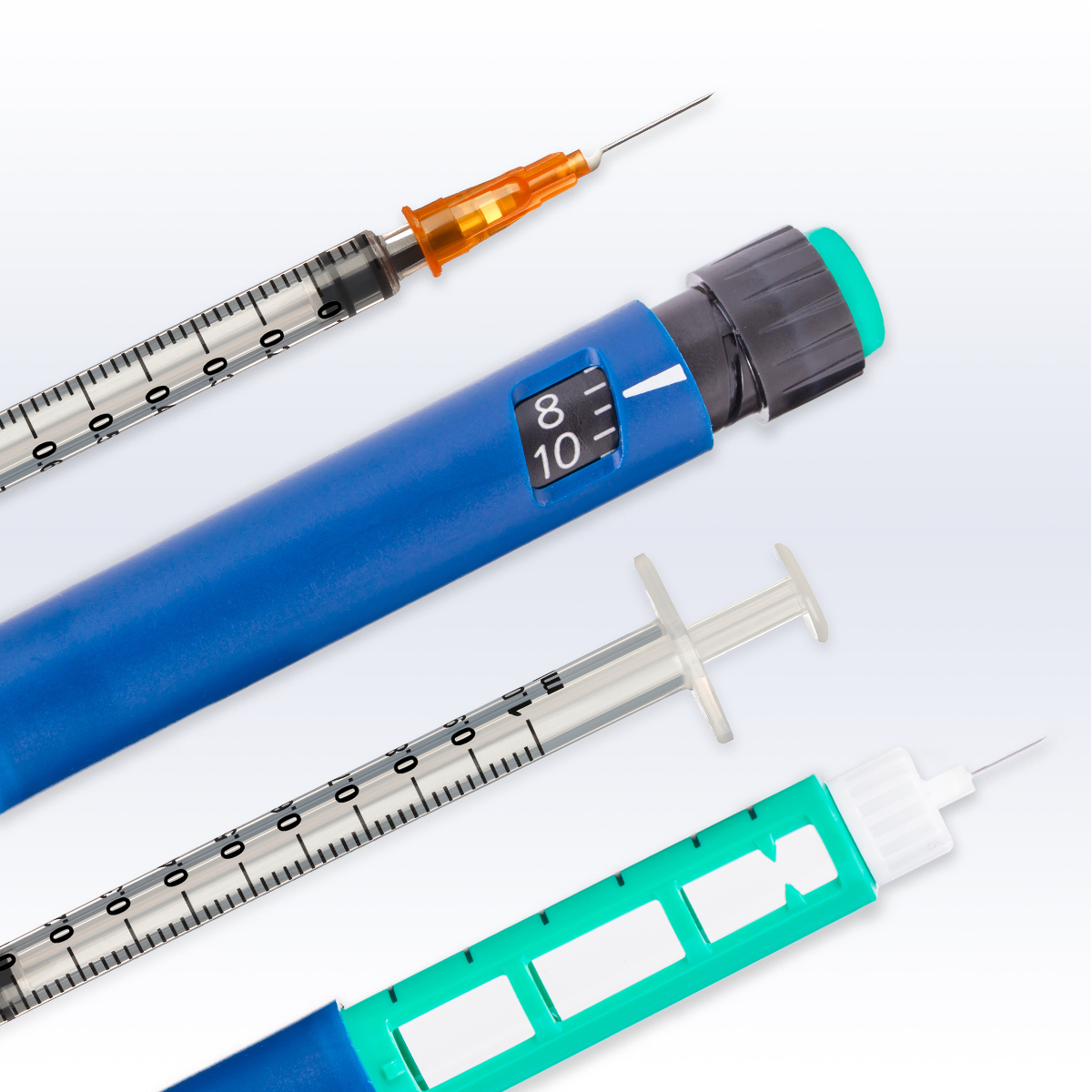 Insulin syringes and pens typically combine bolus insulin and basal insulin