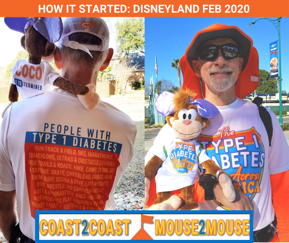 Don and Coco, the diabetic monkey, at the beginning of his coast-to-coast run