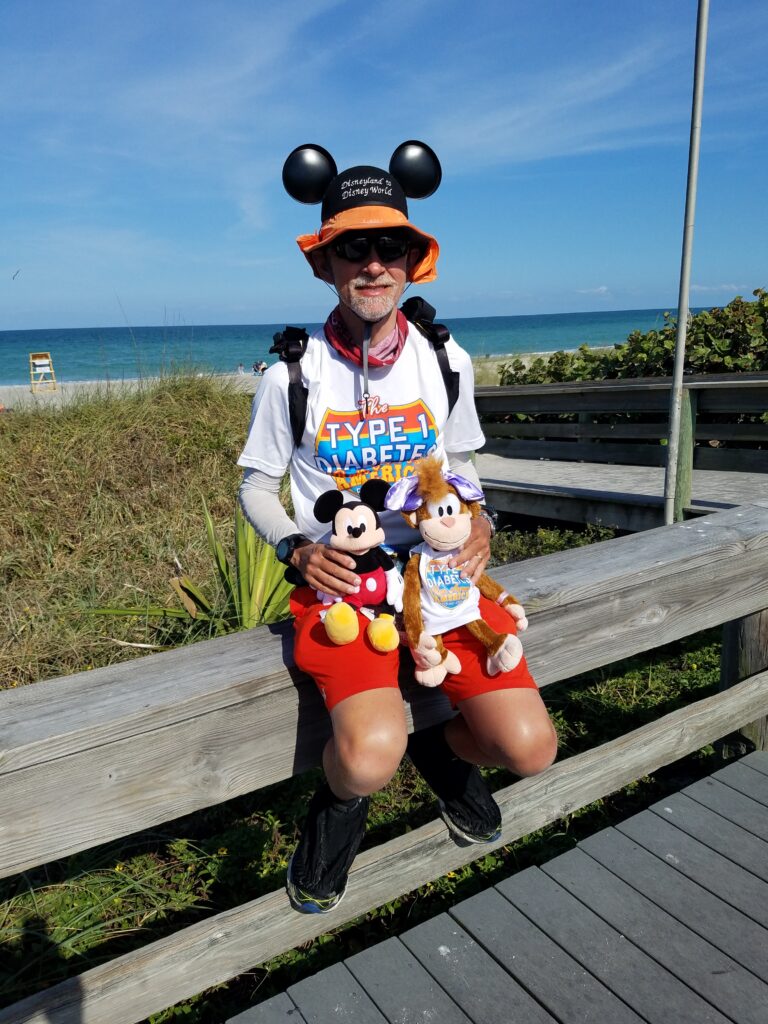 Don, the diabetic monkey, Coco, and Mickey the Mouse at the end of the run